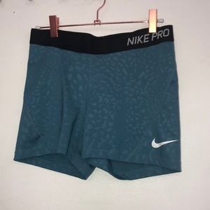 Blue Leopard Print Nike Pro Shorts